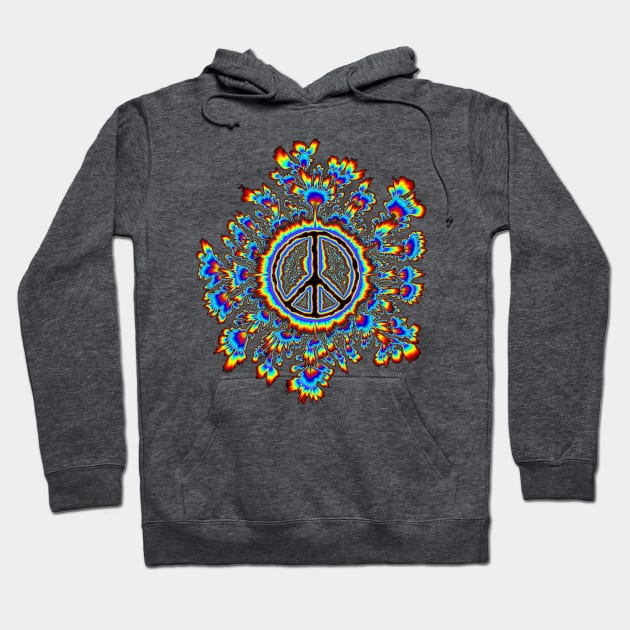 glowing psychedelic peace sign Hoodie by DrewskiDesignz